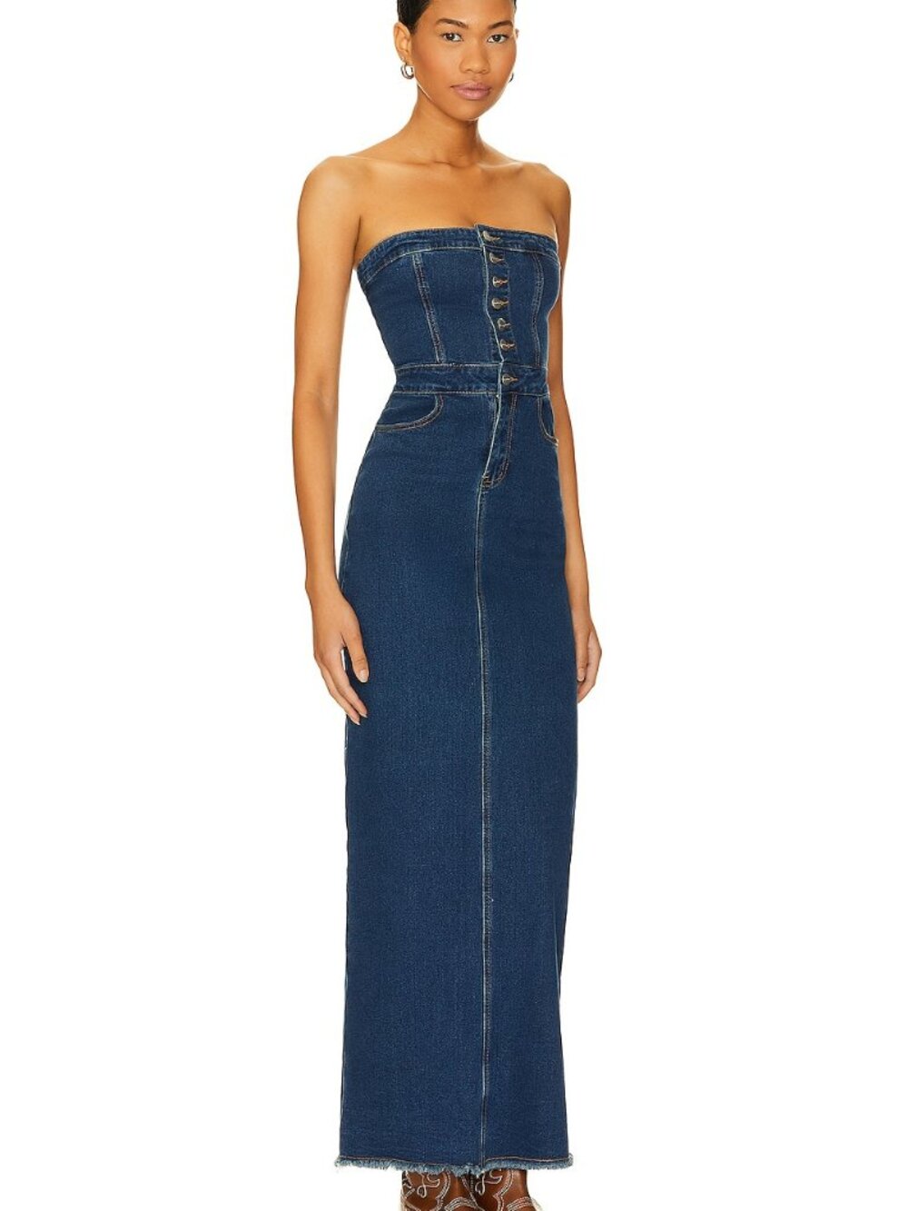 NWT SUPERDOWN Natalia Denim Maxi Dress.  SZ M